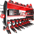 KAFAHOM Power Tool Organizer, Large 8 Drill Holder Wall Mount with 2 Side Pegboards, Heavy Duty Metal Tool Shelf with 12 Hooks, 