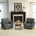 Giantex Modern Mid-Century Accent Chair Set of 2 - Linen Living Room Chair with Tufted Back, 7 Thick Cushion, Max Load 400 lbs, 