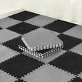 Amylove 36 Pcs Plush Foam Floor Mat Square Interlocking Carpet Tiles with Border Fluffy Play Mat Floor Tiles Soft Climbing Area 