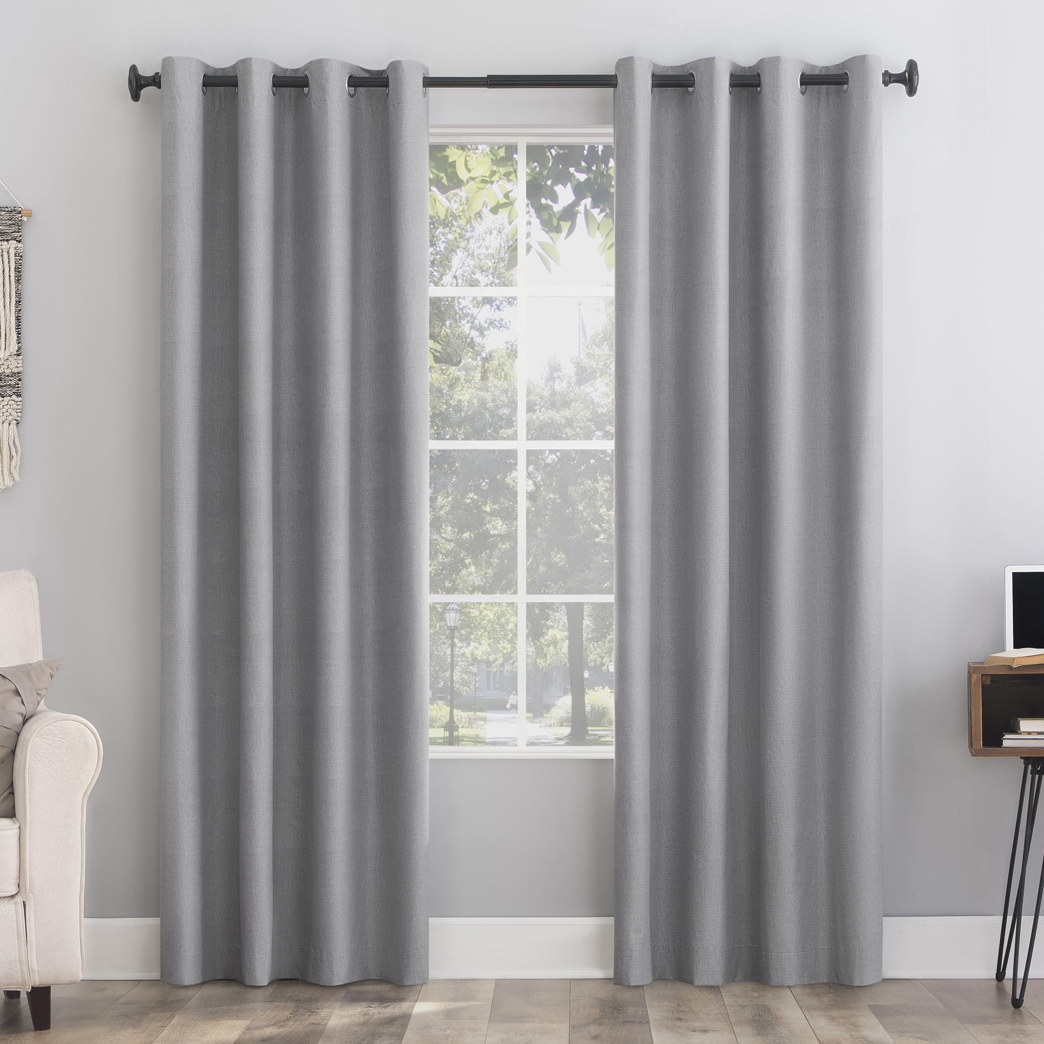 Sun Zero Columbia 2-Pack Thermal Energy Saving 100% Blackout Grommet Curtain Panel Pair, 50 x 63, Silver