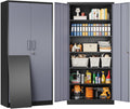 SISESOL Metal Storage Cabinet with 5 Adjustable Shelves,Garage Storage Cabinet with Lock,Metal Cabinets with Locking Doors,71  L