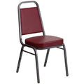 Flash Furniture HERCULES Series Trapezoidal Back Stacking Banquet Chair in Burgundy Vinyl - Silver Vein Frame