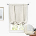 DriftAway Double Layer Linen Blackout Tie Up Curtains Thermal Insulated Fully Lined Balloon Roman Shade Bathroom Window Adjustab