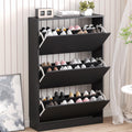 BORNOON Shoe Storage Cabinet with 3 Flip Drawers,Narrow Shoe Rack Cabinet,Freestanding Shoe Organizer Storage Cabinet for Entryw