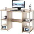 SHW 38-Inch Home Office Wood Desk with Double Sided Shelves, Oak