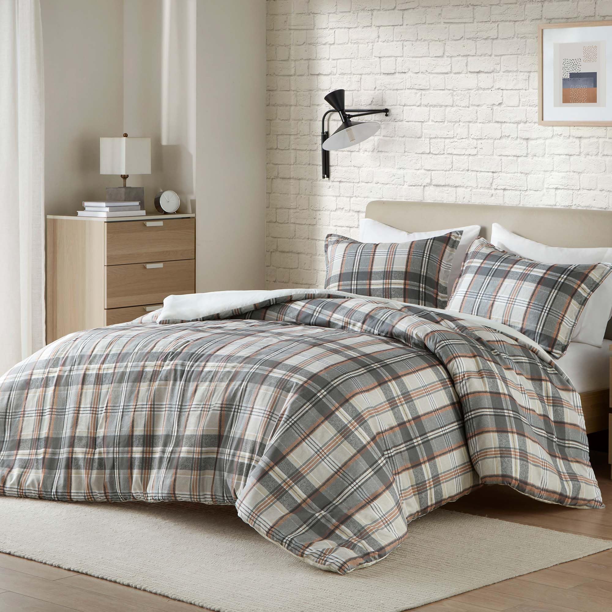 Intelligent Design Queen Duvet Cover Set Plaid Classic Cabin Lodge Duvet Cover Queen Size, Modern Casual Lightweight All Season 