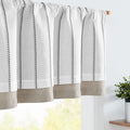 jinchan Nautical Valance Striped Linen Curtain 16 Inch Farmhouse Room Darkening Kitchen Valance for Living Room Window Double La
