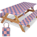 Jobunai 72In Picnic Table Cover with Bench Covers Fitted Stain Resistant Rectangular Table Cloth Campers Patio Garden Vacation G