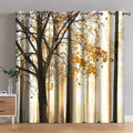 Jekeno Fall Tree Blackout Curtains Autumn Maple Tree Yellow Orange Leaves Brown Branch Wooden Nature Tree Decor Bedroom Living R
