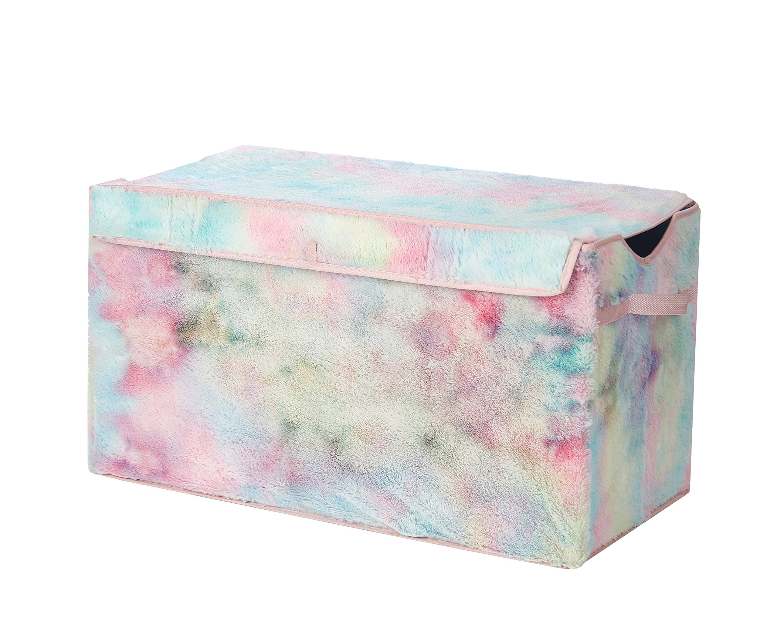 Heritage Kids Sorbet Dream Faux Fur Collapsible Toy Storage Trunk, 28 W, Tie Dye