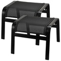 Deguifei Patio Footstools Outdoor Foot Rest Aluminum Patio Ottomans Portable Seat Wicker Furniture Stackable Ottoman 2 Pieces Bl