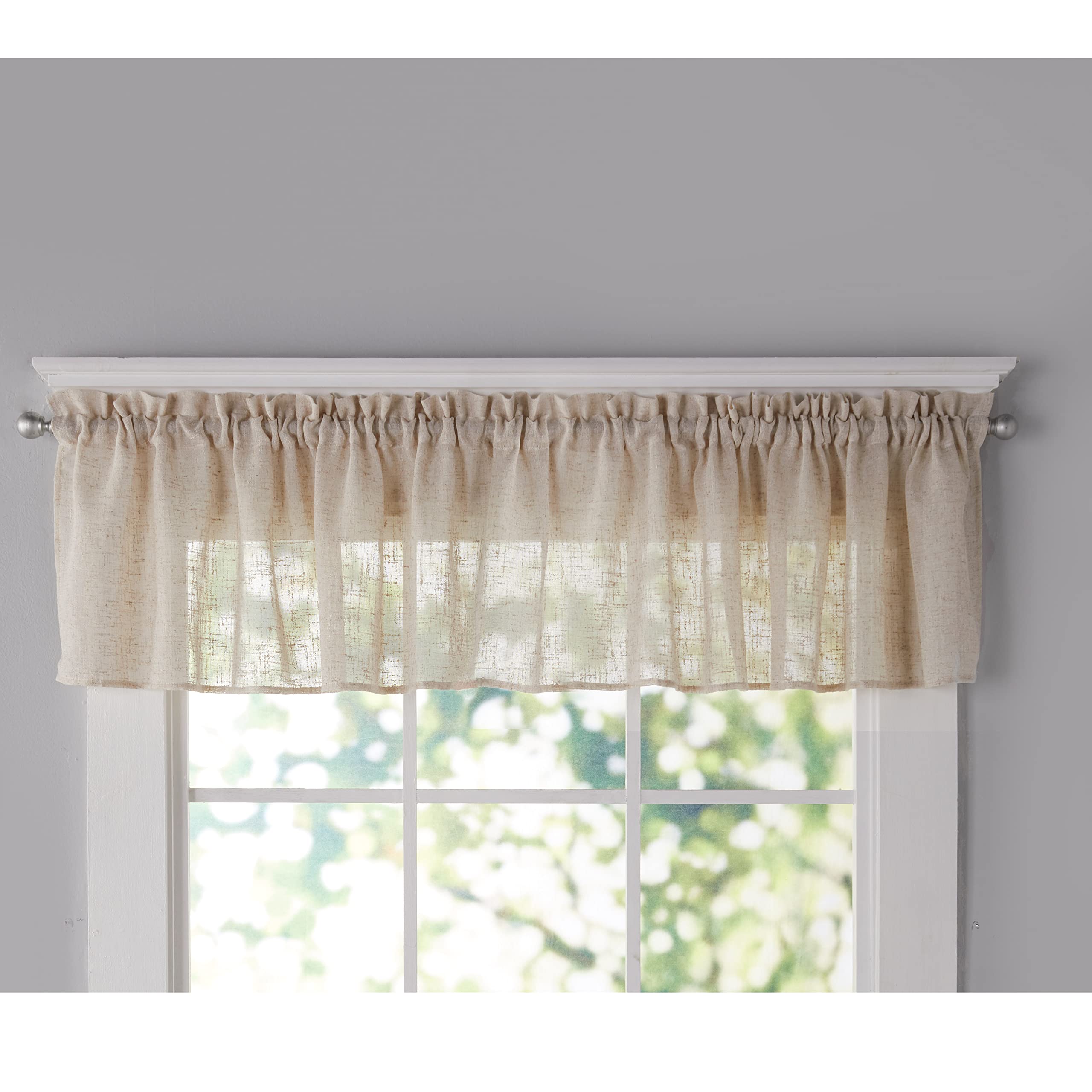 Textured Linen Blend Curtain Ensemble - Natural Valance