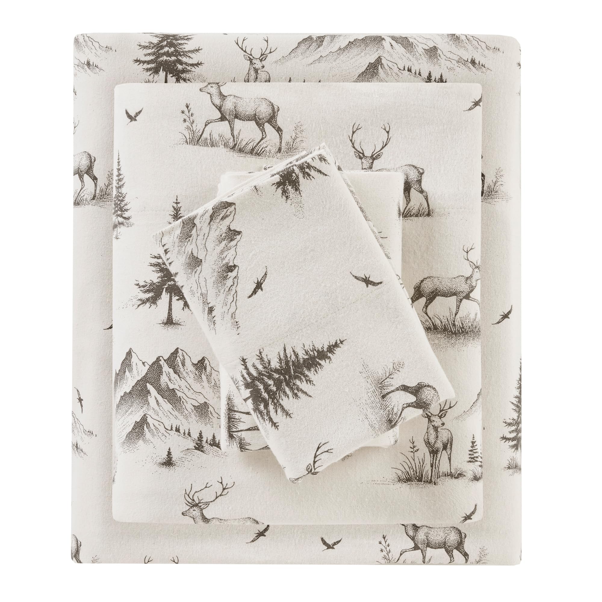 Woolrich Cotton Sheet Set Cottage Charms Print, 100% Cotton Flannel Sheets Warm & Fuzzy Bedding Set Queen Size Sheets, Fitted Po