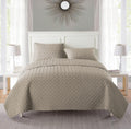 VCNY Home Quilt Super Soft Reversible Bedding Set with Matching Shams, Full/Queen, Nina Taupe