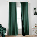 PANELSBURG Green Curtains 96 Inches Long for Living Room,Blackout Pleated Thermal Window lnsulation Fabric Heavy Weights Linen D