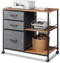 DEVAISE 3 Drawer Mobile File Cabinet, Rolling Printer Stand with Open Storage Shelf, Fabric Lateral Filing Cabinet fits A4 or Le