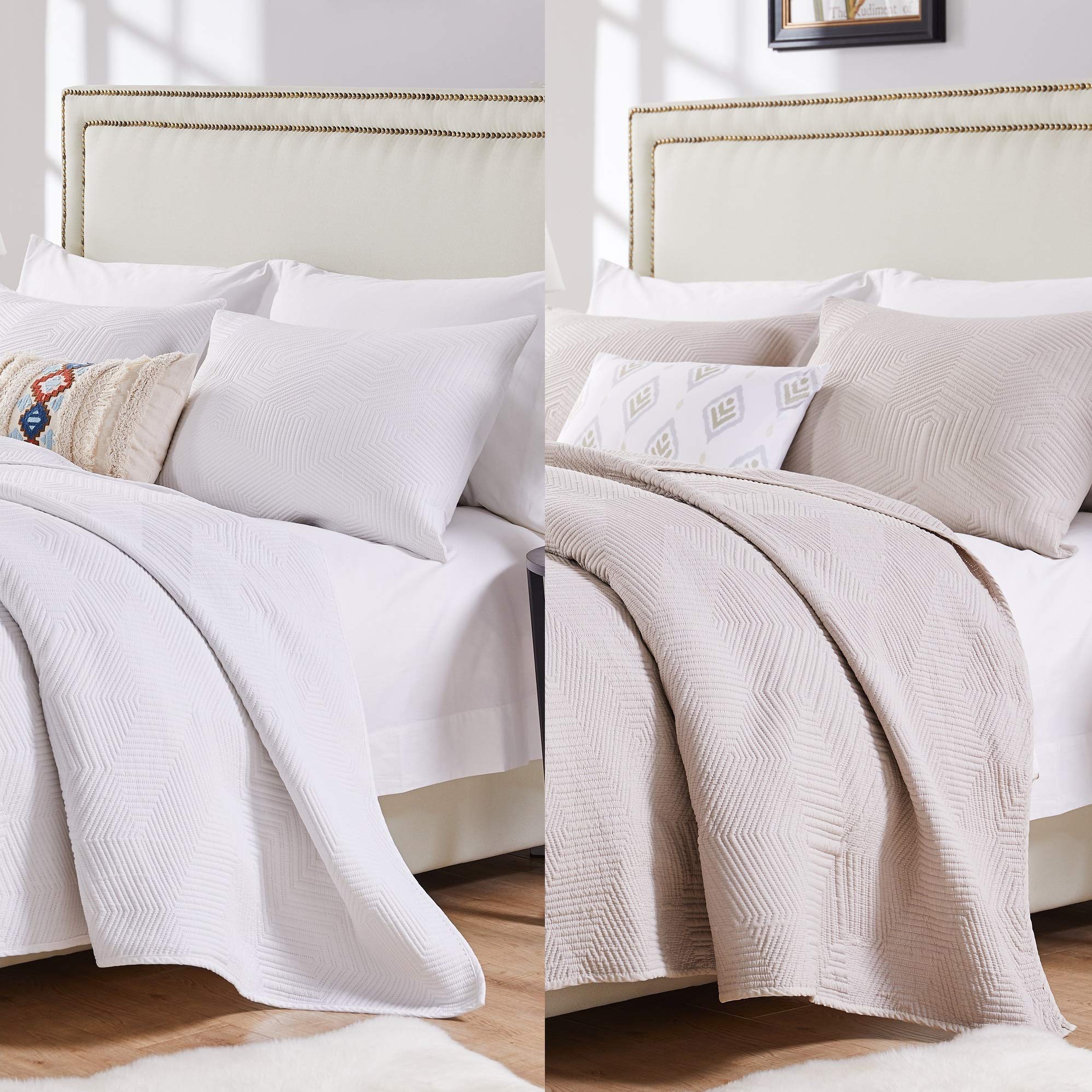 Barefoot Bungalow Parker Quilt Set, 3-Piece Full/Queen, Linen