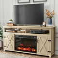 YESHOMY ESHOMY Fireplace TV Stand for Television up to 65+ Inch with Storage and Farmhouse Barn Doors, Entertainment Center with
