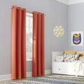 Sun Zero Riley Kids Bedroom Blackout Grommet Curtain Panel, 40 x 95, Tangerine Orange