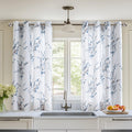 MYSKY HOME Floral Curtains 45 inch Long Thermal Insulated Light Filtering Soft Curtains for Bedroom Bathroom Grommet Top Leaf Fl