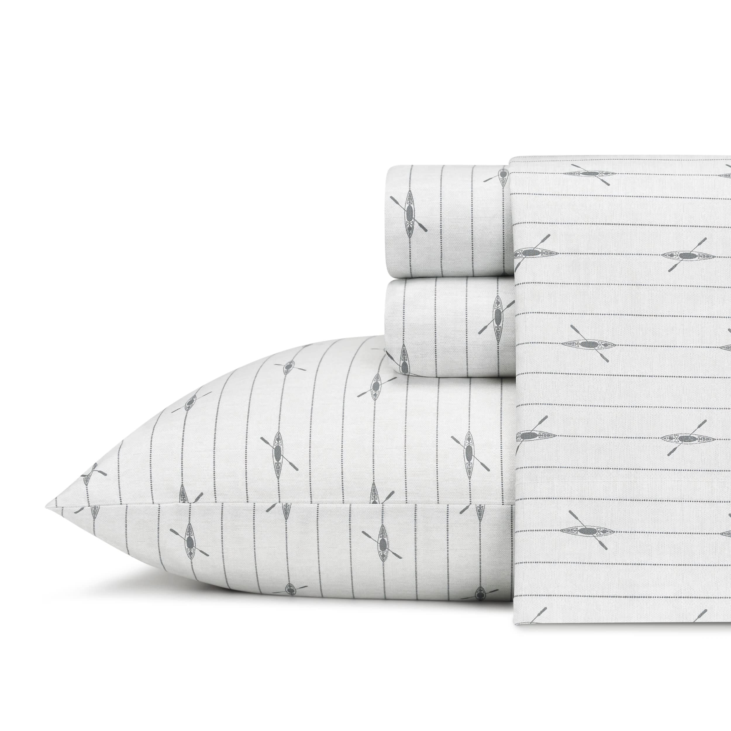 Eddie Bauer - Queen Sheets, Cotton Percale Bedding Set, Crisp & Cool Home Decor (Downstream, Queen)