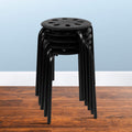 Flash Furniture Bailey Plastic Nesting Stack Stools, 17.5Height, Black (5 Pack)