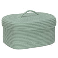 Sea Team Oval Cotton Rope Storage Basket with Lid, Lidded Woven Storage Bin, Nursery Storage Container, Diaper Caddy, Baby Showe
