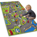 Large Kids Carpet Playmat Rug 52 x 32 with Non-Slip Backing, City Life Play Mat for Playing with Car Toy, Game Area for Baby Tod
