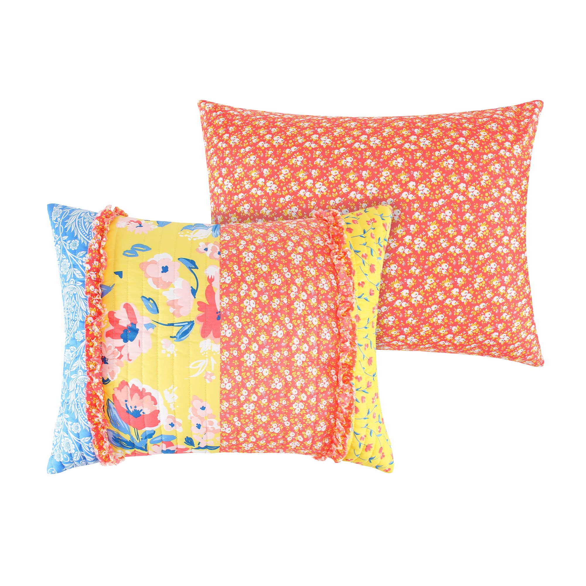 Greenland Home Skylar Ruffle-Embellished Pillow Sham, Calico, King 20x36-inch