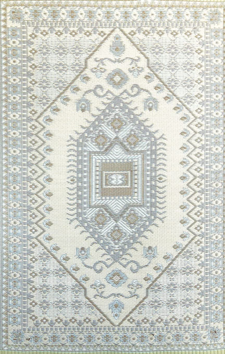 Mad Mats Traditional Outdoor Rug, Reversible Plastic Mat (5 x 8, Oriental Turkish - Pastel Silver)