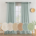 MIULEE Sea Green Linen Curtains 96 Inch Long for Bedroom Living Room, Soft Thick Linen Textured Window Drapes Semi Sheer Light F
