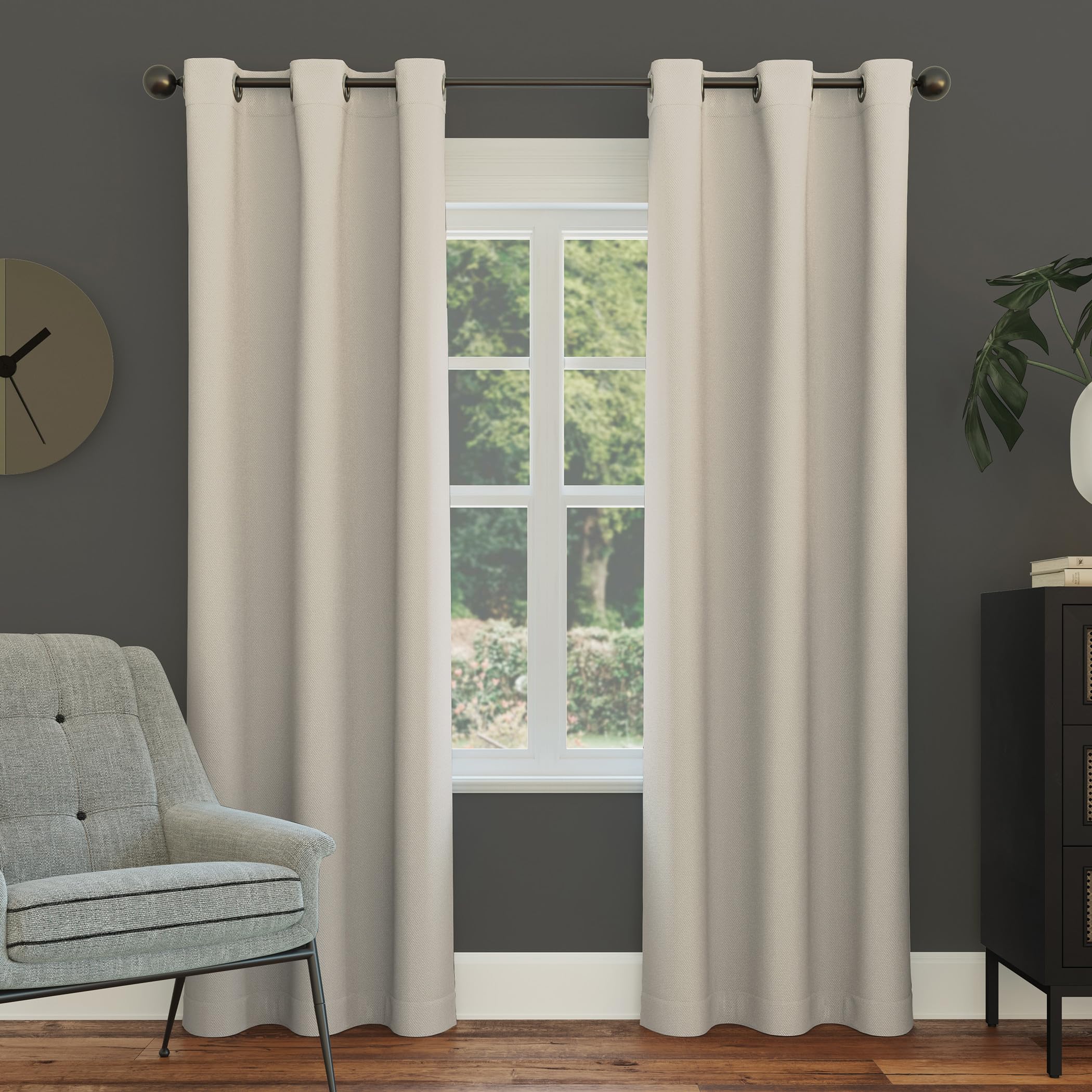 Sun Zero Easton Energy Saving Blackout Grommet Curtain Panel, 40 x 108, Pearl
