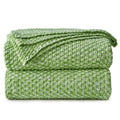 Longhui bedding Green Knitted Throw Blanket for Couch, Soft, Cozy Machine Washable 100% Cotton Sofa Knit Blankets, Heavy 4.0lb W