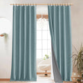 NICETOWN Full Blackout Skylark Blue Linen Curtains 108 Length with Thermal Insulated Liners for Living Room, Farmhouse Style Kee