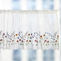 yurlisa 027 Floral embroidery pastoral style valance, White Sheer flowers Valances,Window treatment for Kitchen,W60XL18 inch (Wi