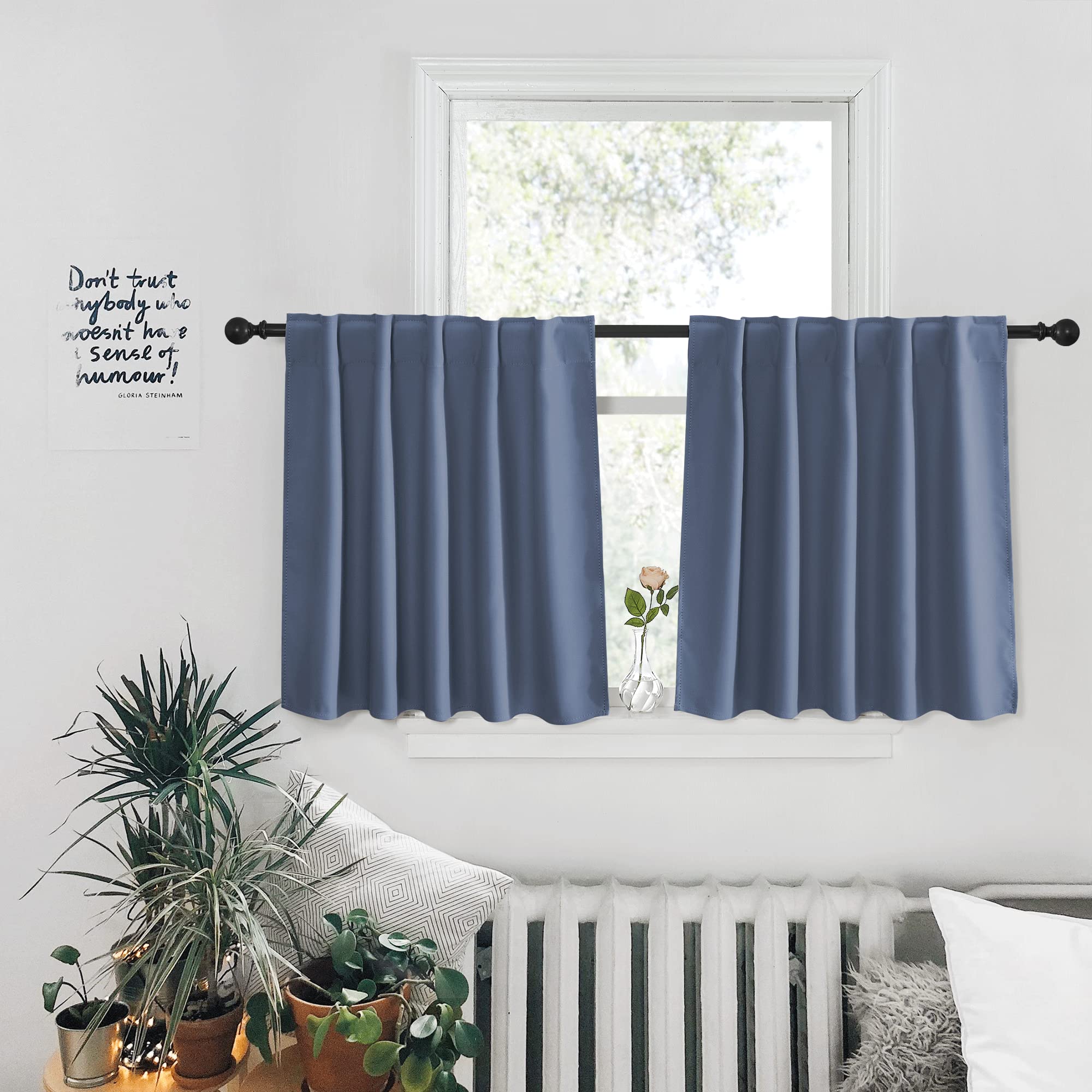 PONY DANCE Window Curtains 30 inches Long - Bedroom Drapes Set for Home Decoration All Season Modern Design Panels Match with Dr