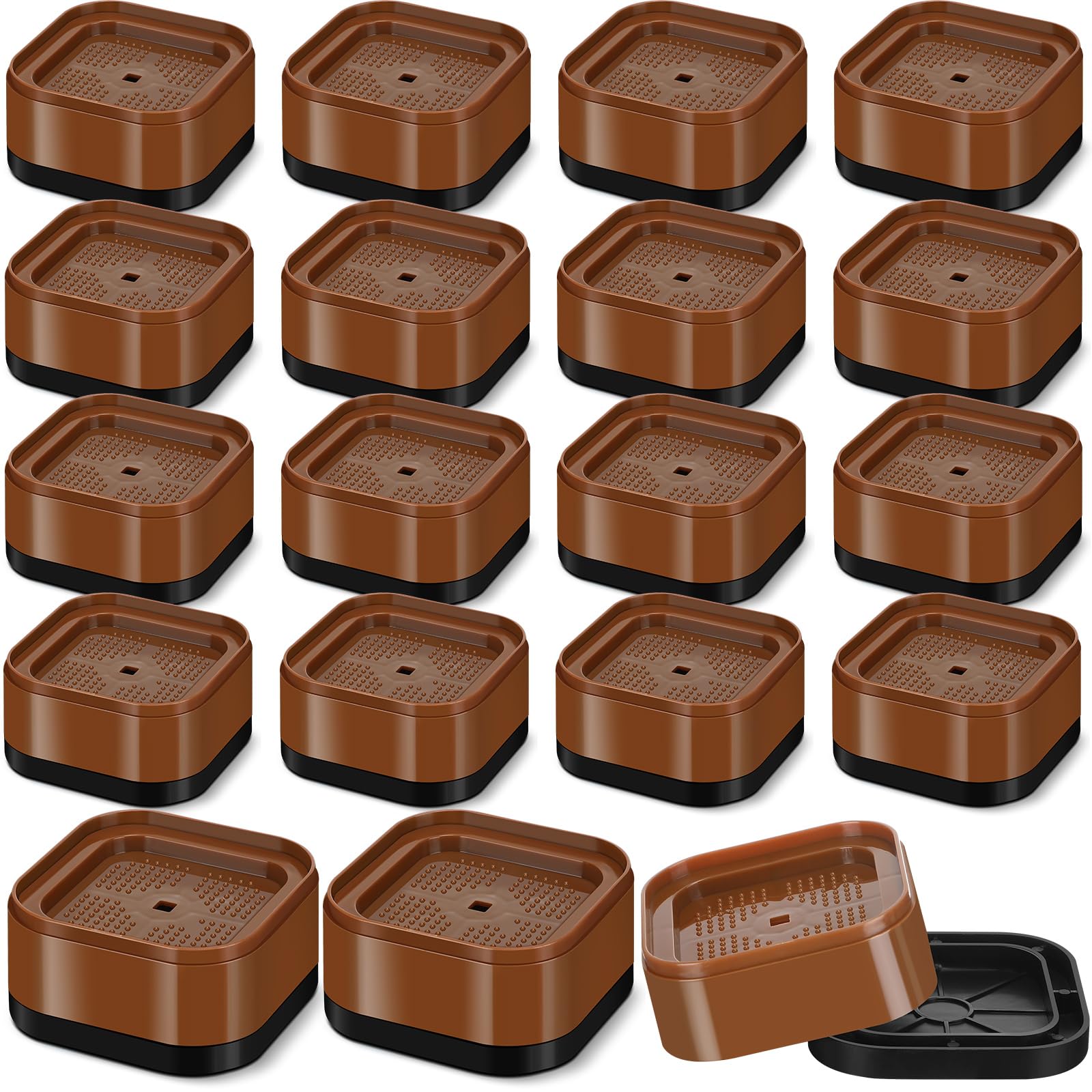 Ecally 16 Pack Furniture Risers Adjustable Bed Risers Desk Leg Risers 1.38 Stackable Heavy Duty Bed Lifts Risers Square Bed Rais