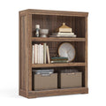 LINSY HOME 3-Tier Bookcase Display Storage Shelves Farmhouse Bookshelf for Home Office, Living Room, Bed Room - Dark Brown