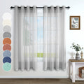 Light Grey Curtains 72 Inch Length for Bedroom 2 Panel Set Pair Grommet Soft Sheer Linen Look Silver Gray Farmhouse for Living R