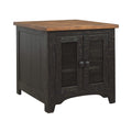 Signature Design by Ashley Valebeck Farmhouse Rectangular End Table with Storage, Distressed Brown & Black Finish