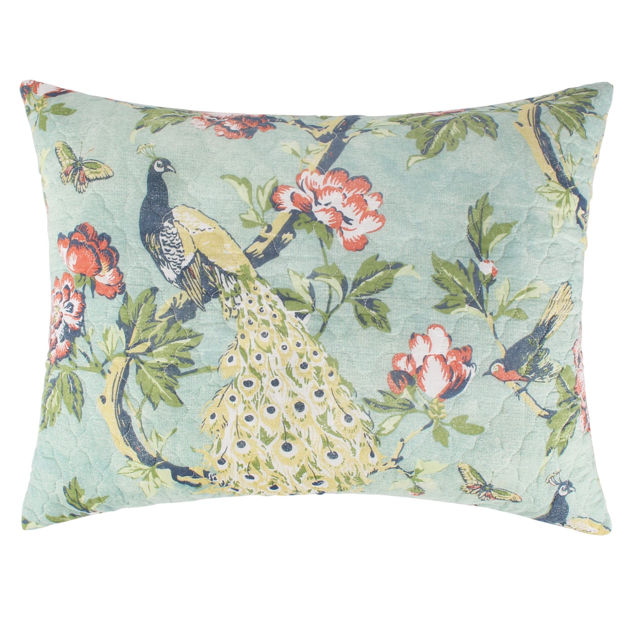 Greenland Home Pavona Enchanted Garden Quilted Pillow Sham, King 20x36-inch
