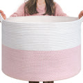 INDRESSME XXXLarge Storage Basket with Handle, Pink Laundry Basket for Nursery Stuffed Animal Storage, Baby Baskets Kids Toy Org