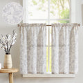 jinchan Floral Kitchen Curtains for Windows 45 Inch Gray Linen Tier Farmhouse Cafe Curtains Country Botanic Small Window Rod Poc