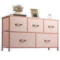 WLIVE Dresser for Bedroom with 5 Drawers, Wide Chest of Drawers, Fabric Dresser, Storage Organization Unit with Fabric Bins for 