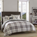 Eddie Bauer - King Comforter Set, Reversible Cotton Bedding with Matching Shams, Plaid Bedding Set (Alder Red/Grey, King)