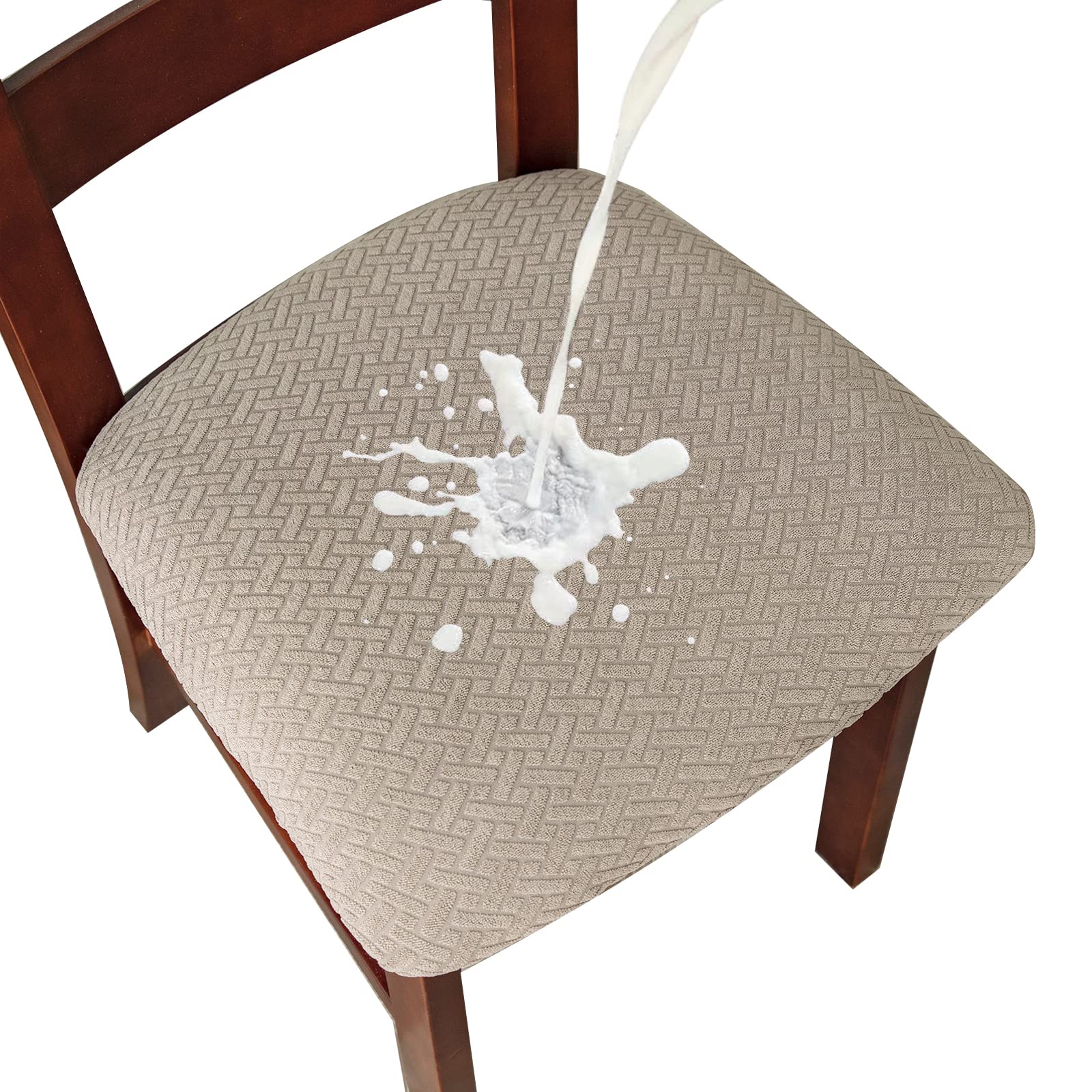 Genina Waterproof Seat Covers for Dining Room Chairs covers dining chair seat covers Kitchen Chair Covers slipcovers (Khaki, 4 P