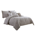 Benjara 9 Piece Queen Cotton Comforter Set with Textured Floral Print, Gray