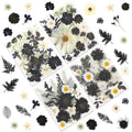LUXEEASE 90P Black & White Dried Flowers for Crafts, Real Natural Pressed Flowers in Halloween-Style Tones for Resin Art, DIY Cr