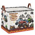XHWZOF Monster Trucks Storage Basket with Monster Truck Parking Sign,Car Room Decor for Boys ,Kids Laundry Basket Gift Bag Stora