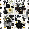 85Pcs Black Dried Flowers for Crafts, Natural Pressed Flowers for Crafts Real Dried Pressed Flowers Dry Leaves for Resin, DIY Ar